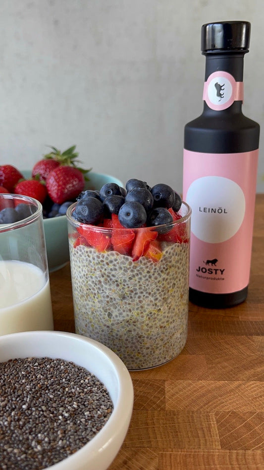 Einfaches Chia Pudding mit Josty Leinö